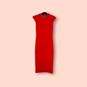 GORGIYA embellished neck midi dress